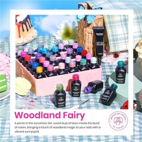 Summer Gel Nail Polish Set, 42pcs UV Gel Nail Polish Colors Blue Pink - Picture 3 of 7